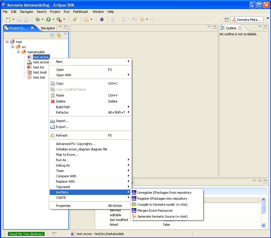 Actions on ecore model