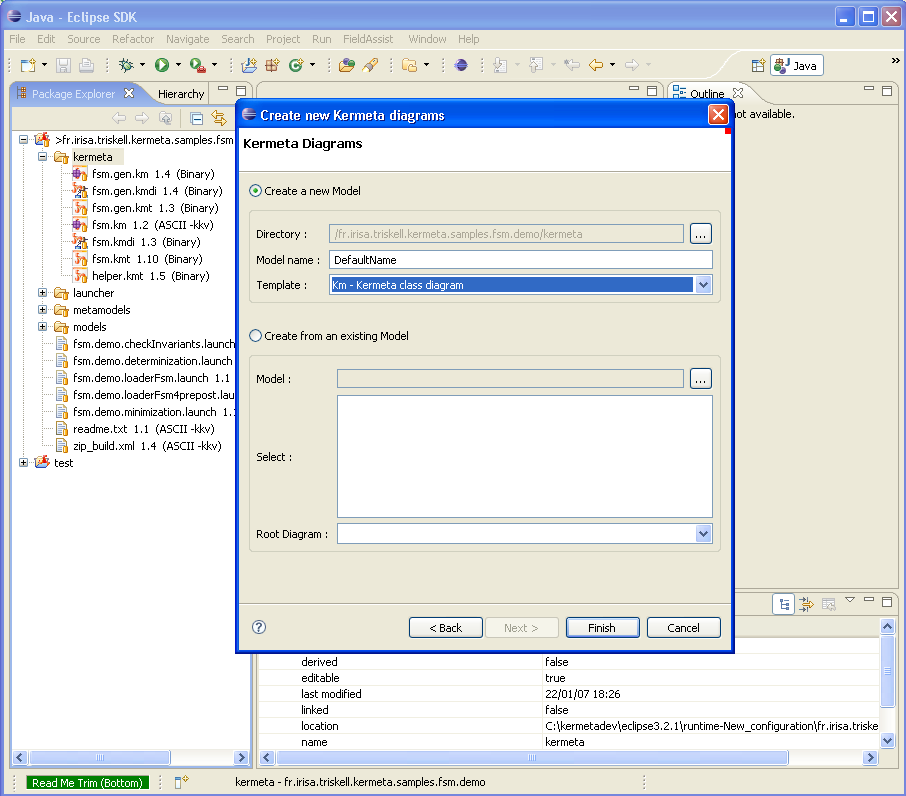 Creating of a Kermeta class diagram from scratch - 2nd step