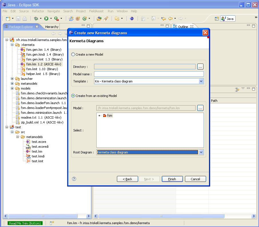 Creating of a Kermeta class diagram from an existing Kermeta model - 2nd step