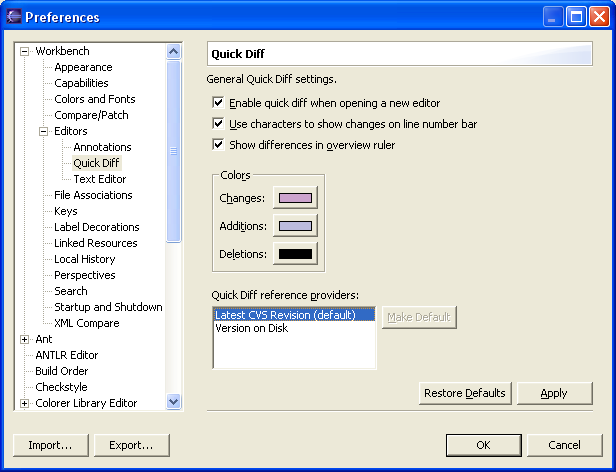 Quickdiff recommended preferences