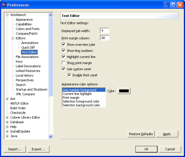 TextEditor preferences