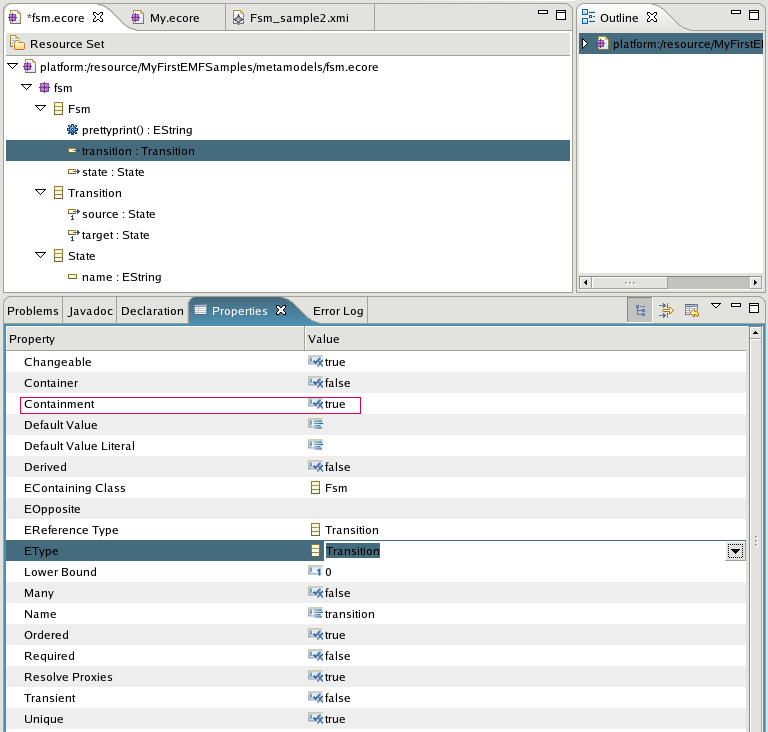 Setting the properties of an EReference