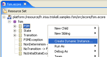 Create dynamic instance from an ecore file