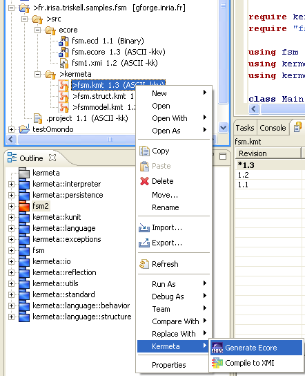 Generate ecore metamodel from kermeta